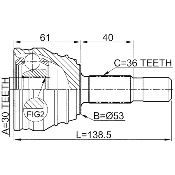 FEBEST 2310-029 - FEBEST OUTER CV JOINT 30X53X36 (357498099E, 1H0498099A,  357 Febest Australia